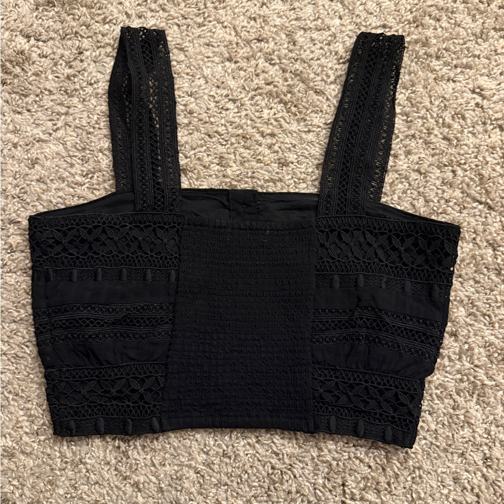 Black Embroidered Crop Top - Picture 4 of 4